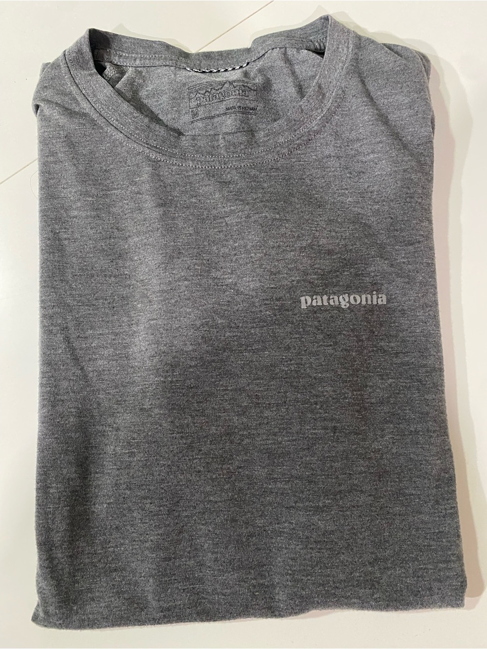 Patagonia Gray Crewneck Tee with Subtle Logo